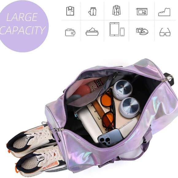 Gym Bag with Shoes Compartment,Sports Duffle Bag for Girls,Waterproof Travel Gym - Picture 5 of 7